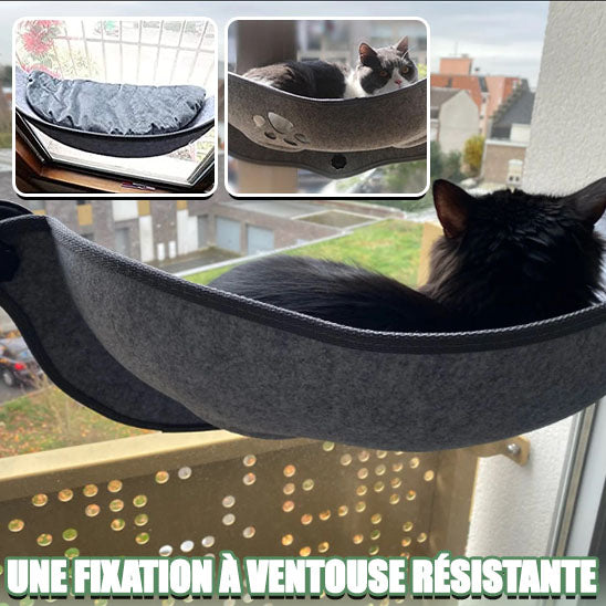 Hamac pour chat à ventouses CuppingSun™ fixation résistante