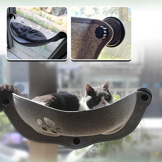 Hamac pour chat à ventouses CuppingSun™ s'installe facilement