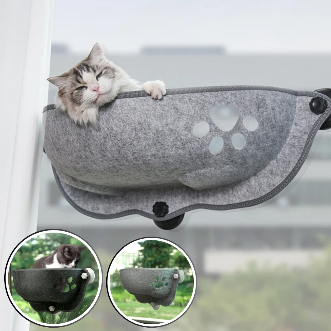 Hamac pour chat à ventouses CuppingSun™ procure confort en hauteur au soleil